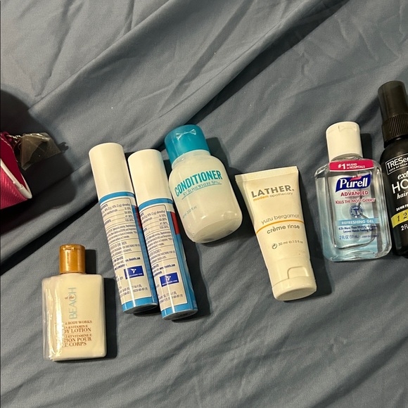 Vibrant Pink Toiletry Bag with Zipper and travel items. - Picture 14 of 14